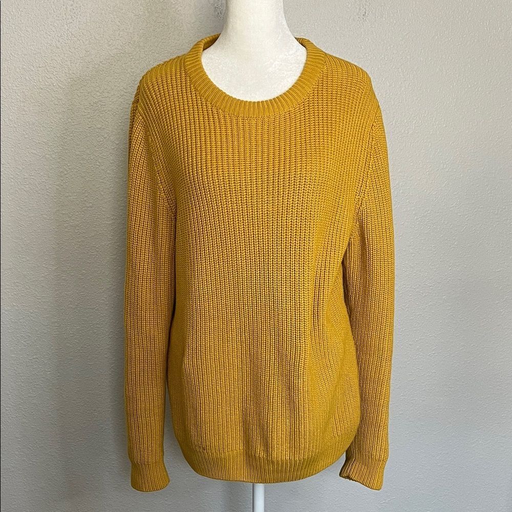 Folk Crewneck Cable Knit Sweater Yellow Size 2